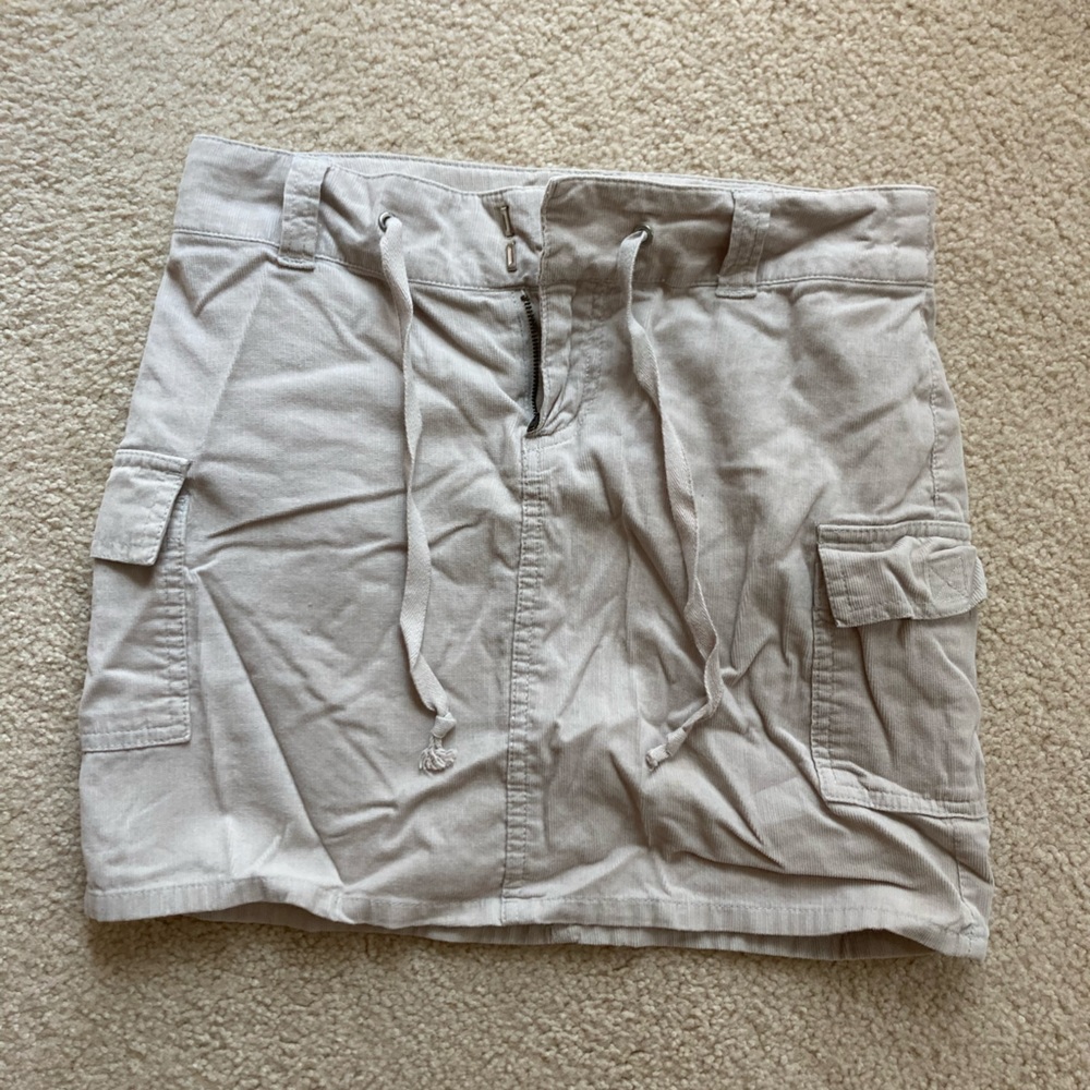 Corduroy Tan Skirt with Pockets Drawstring Size 1 Juniors 100% cotton